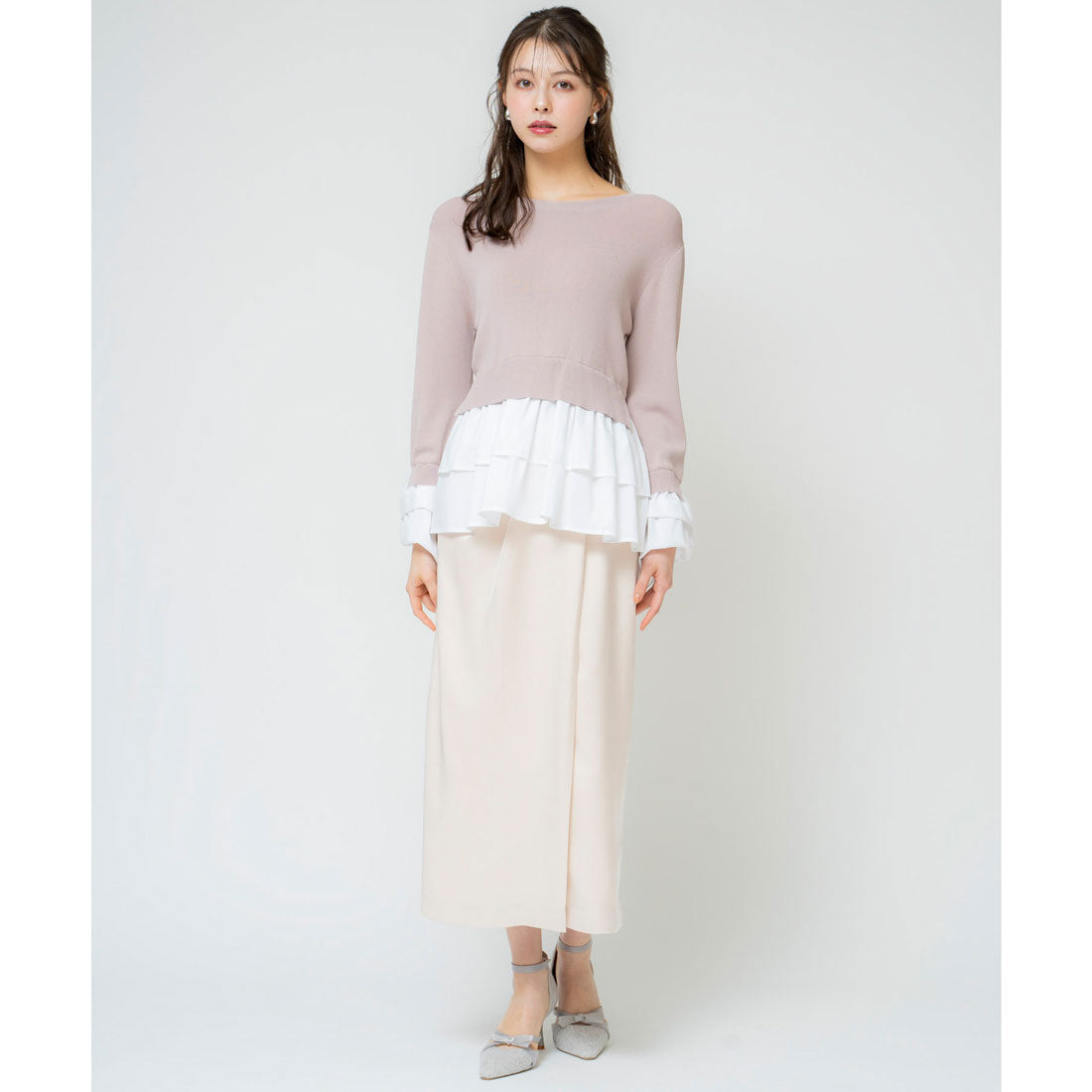 ノエラ NOELA ドレープサテンスカート （オフホワイト） オフホワイト