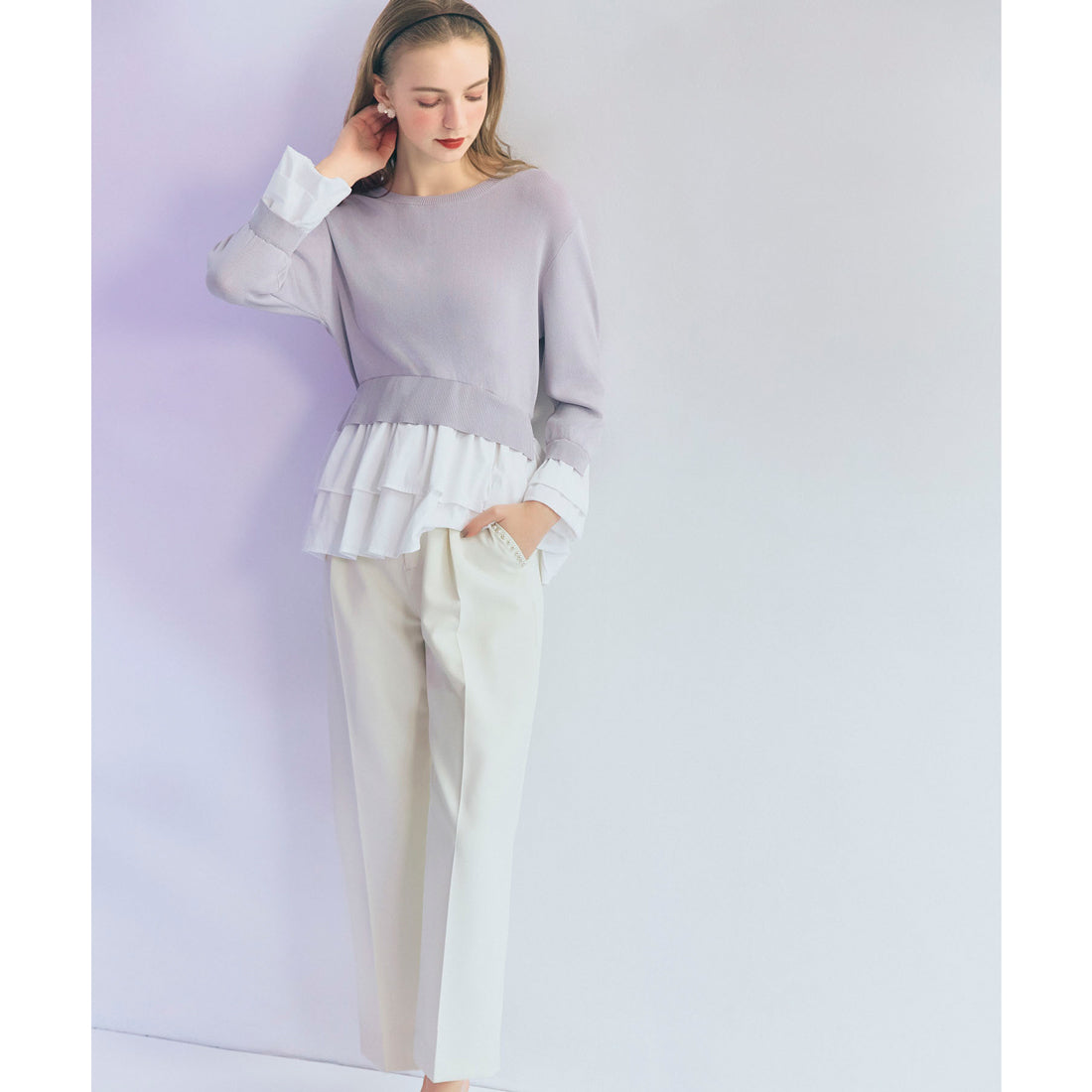 ノエラ NOELA サス付きタックパンツ （オフホワイト） オフホワイト