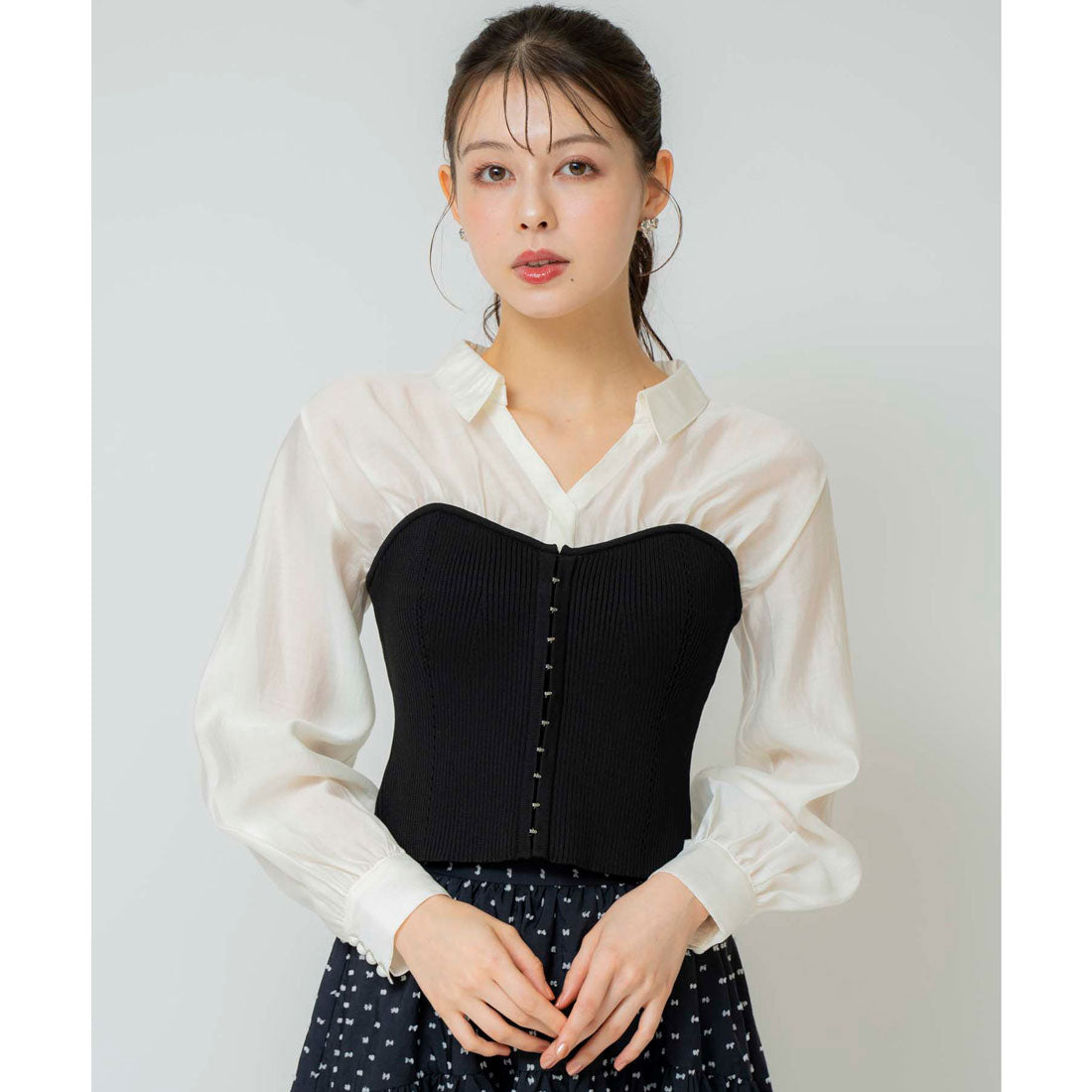 ノエラ NOELA シャツドッキングビスチェニット （ブラック） ブラック