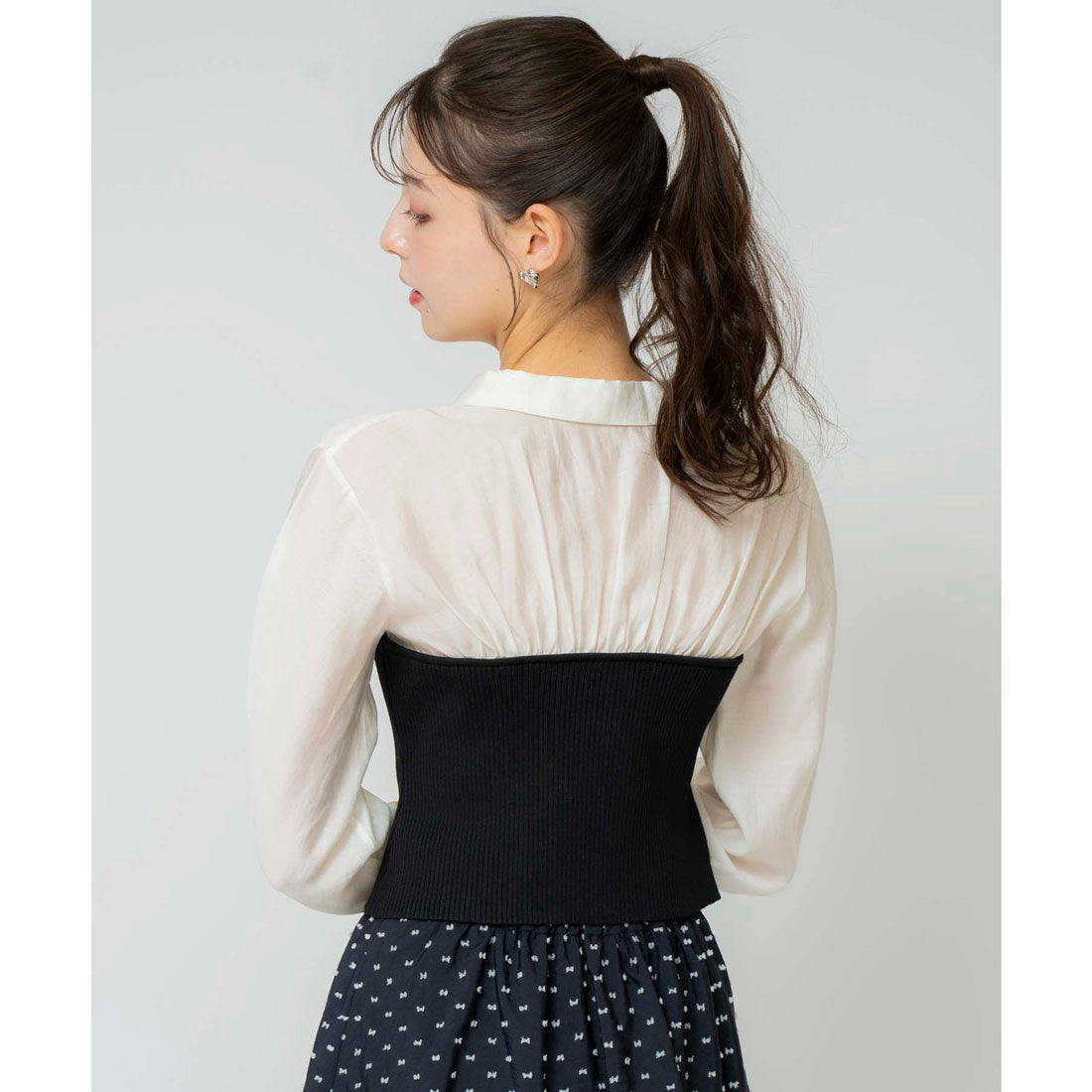 ノエラ NOELA シャツドッキングビスチェニット （ブラック） ブラック