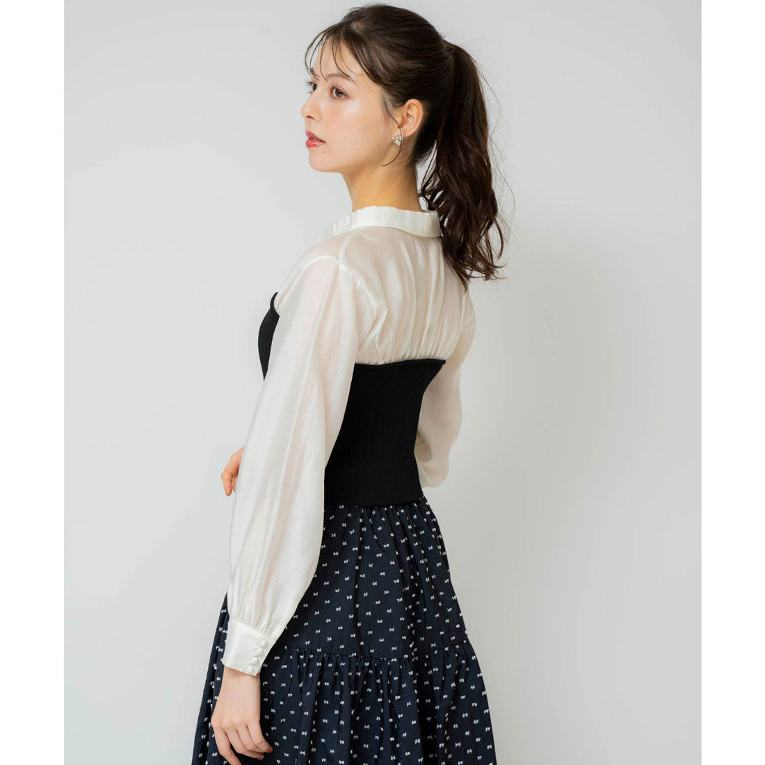 ノエラ NOELA シャツドッキングビスチェニット （ブラック） ブラック