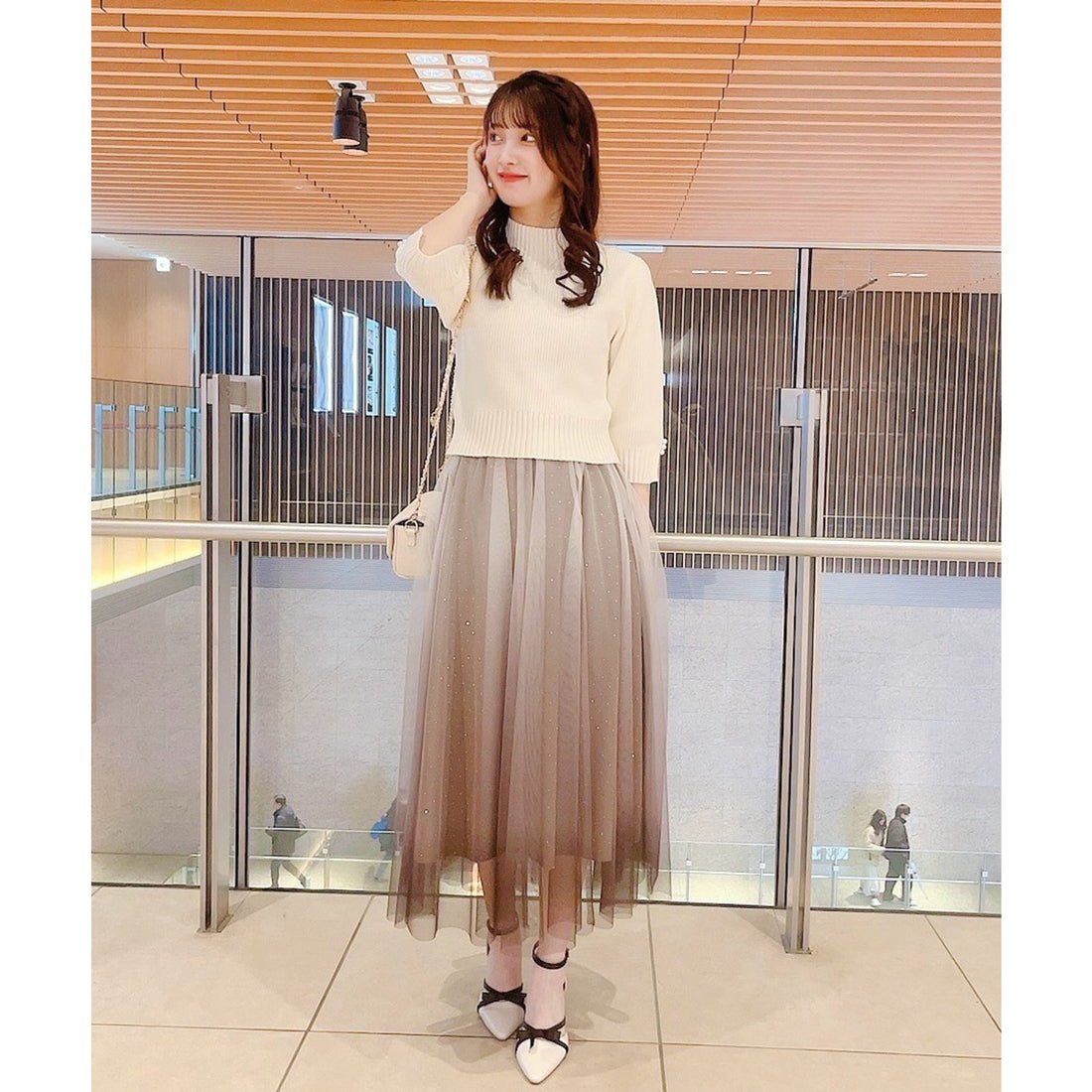 ノエラ NOELA 【追加生産】グラデーションスタッズスカート （チャ） チャ