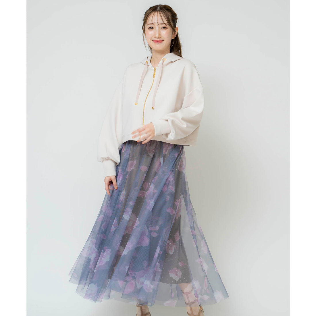 ノエラ Noela フラワースタッズチュールスカート （ピンク） ピンク