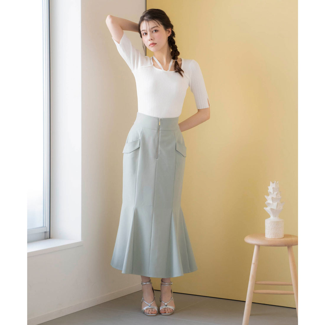ノエラ Noela ステッチマーメイドスカート （ライトグリーン） ライトグリーン