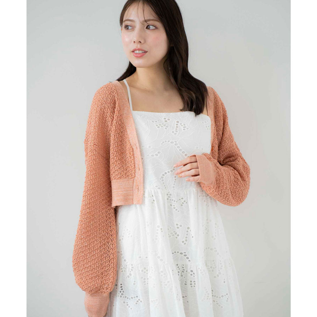 ノエラ NOELA ラメメッシュカーデ （オレンジ） オレンジ