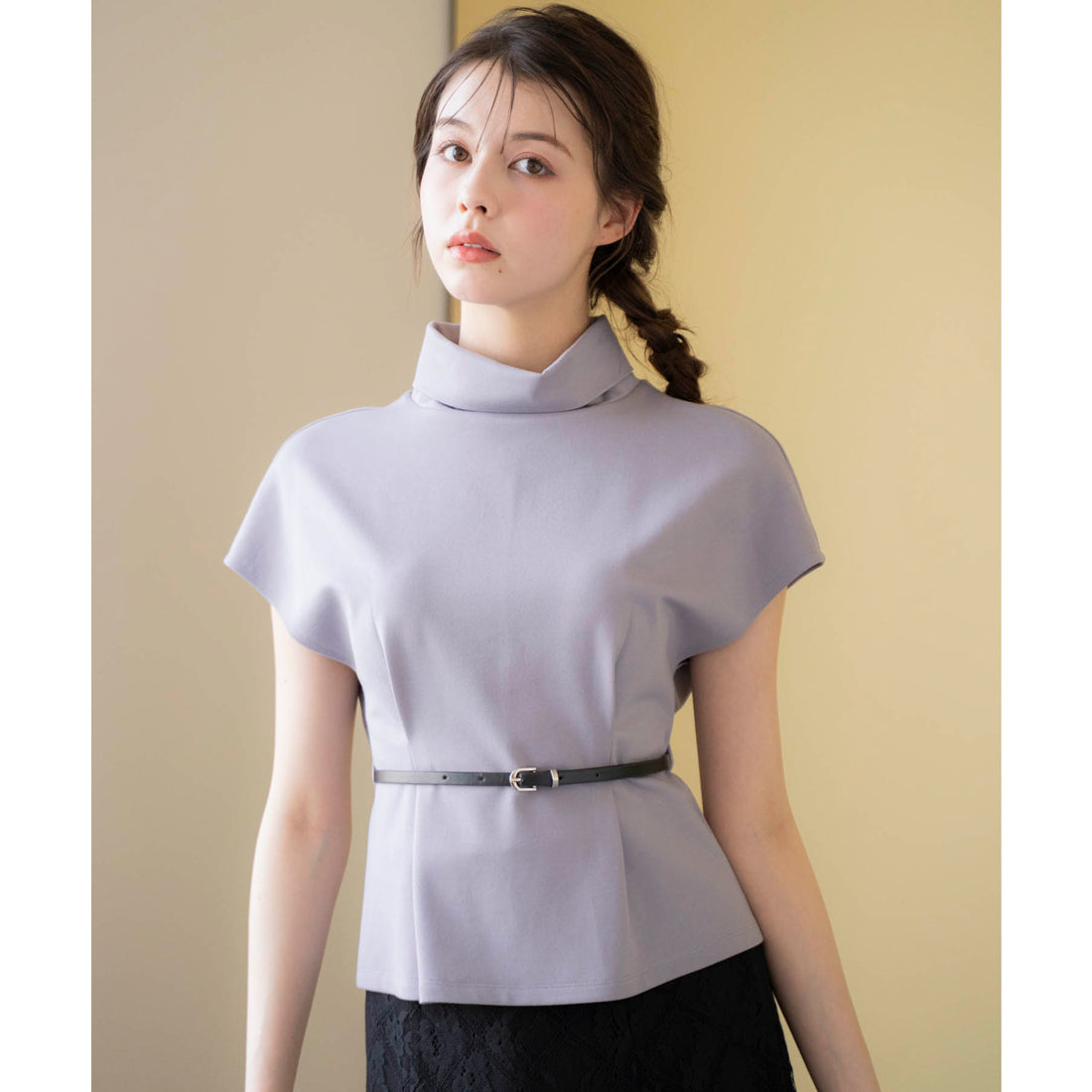 ノエラ NOELA ロールカラーカットソー （サックス） サックス