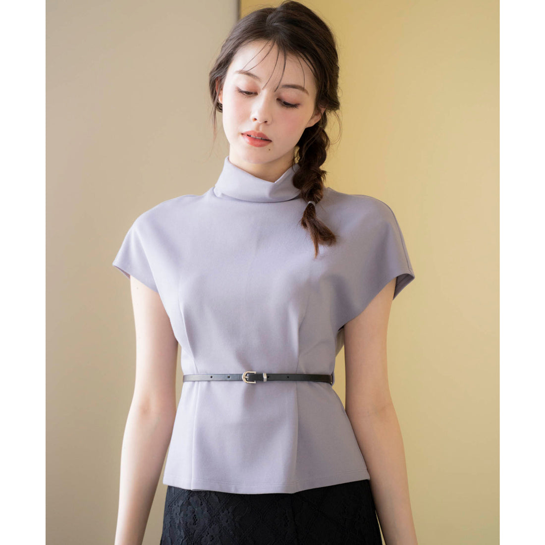 ノエラ NOELA ロールカラーカットソー （サックス） サックス