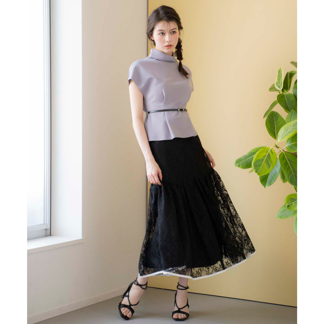 ノエラ NOELA ロールカラーカットソー （サックス） サックス