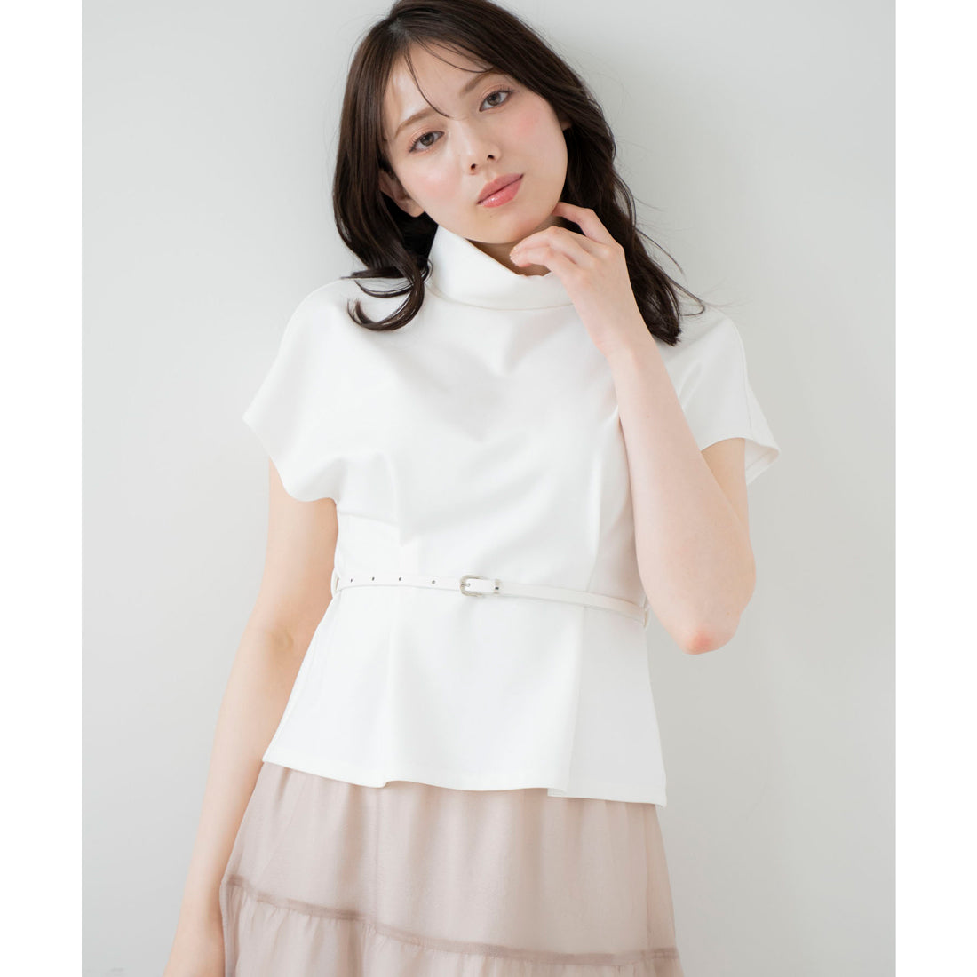 ノエラ NOELA ロールカラーカットソー （オフホワイト） オフホワイト