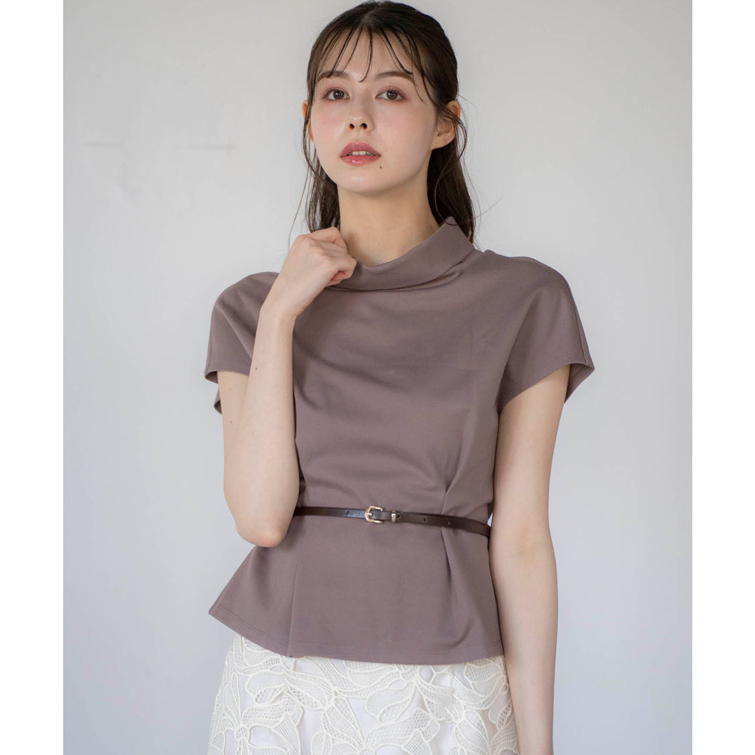 ノエラ NOELA ロールカラーカットソー （モカ） モカ