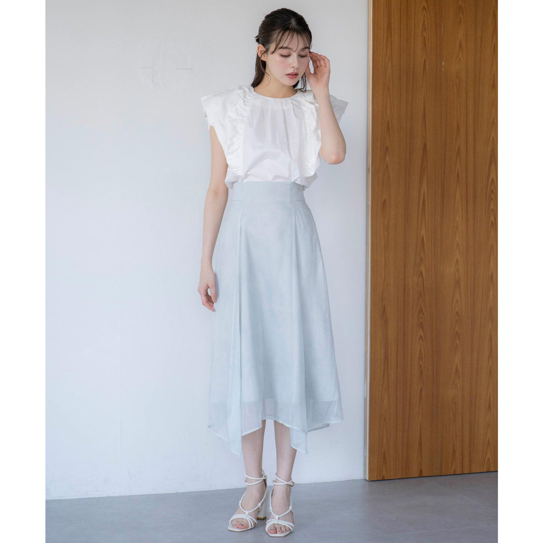 ノエラ NOELA オパールライクプリントスカート （ライトグリーン） ライトグリーン