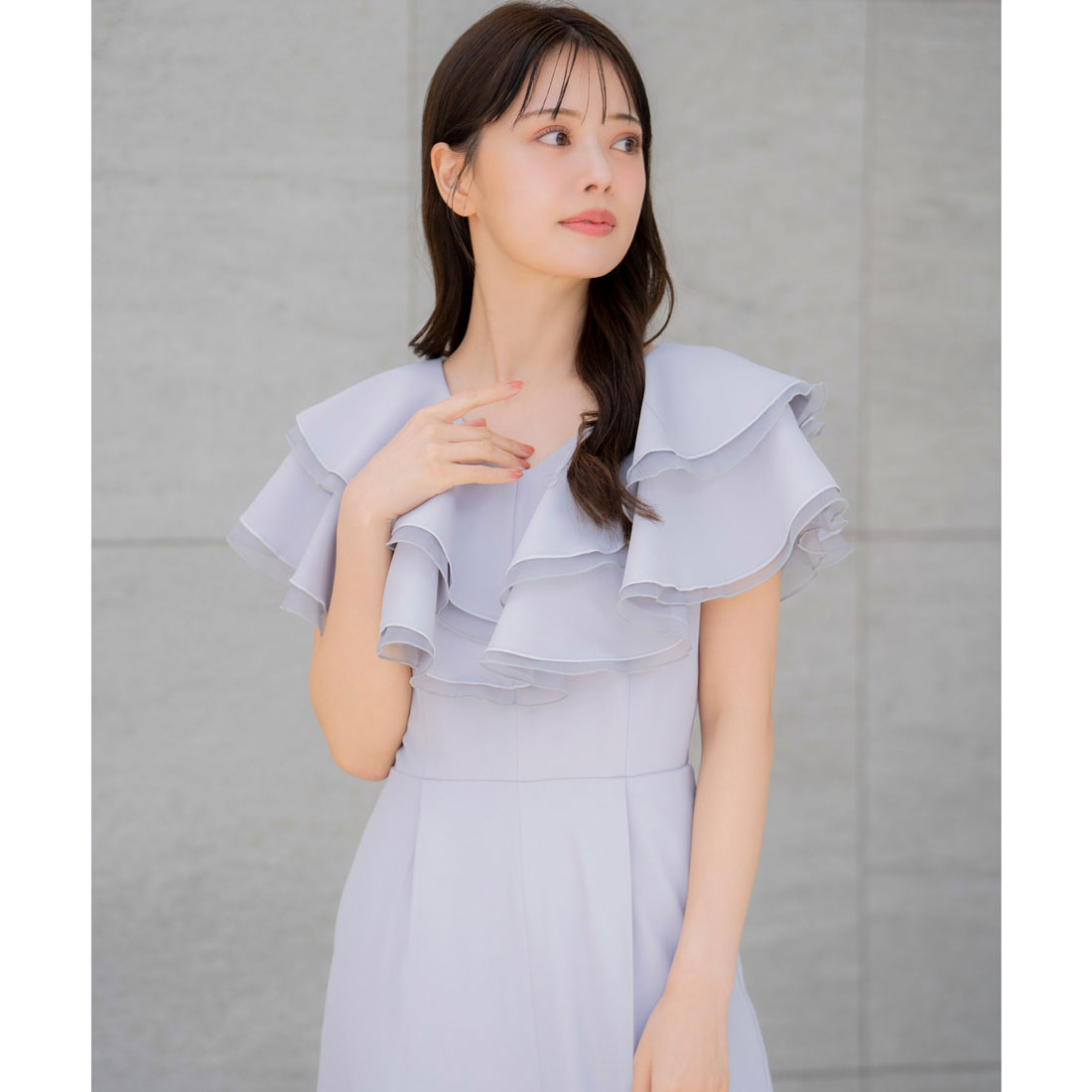 ノエラ Noela 【WEB限定】フロントジップフリルオールインワン （サックス） サックス