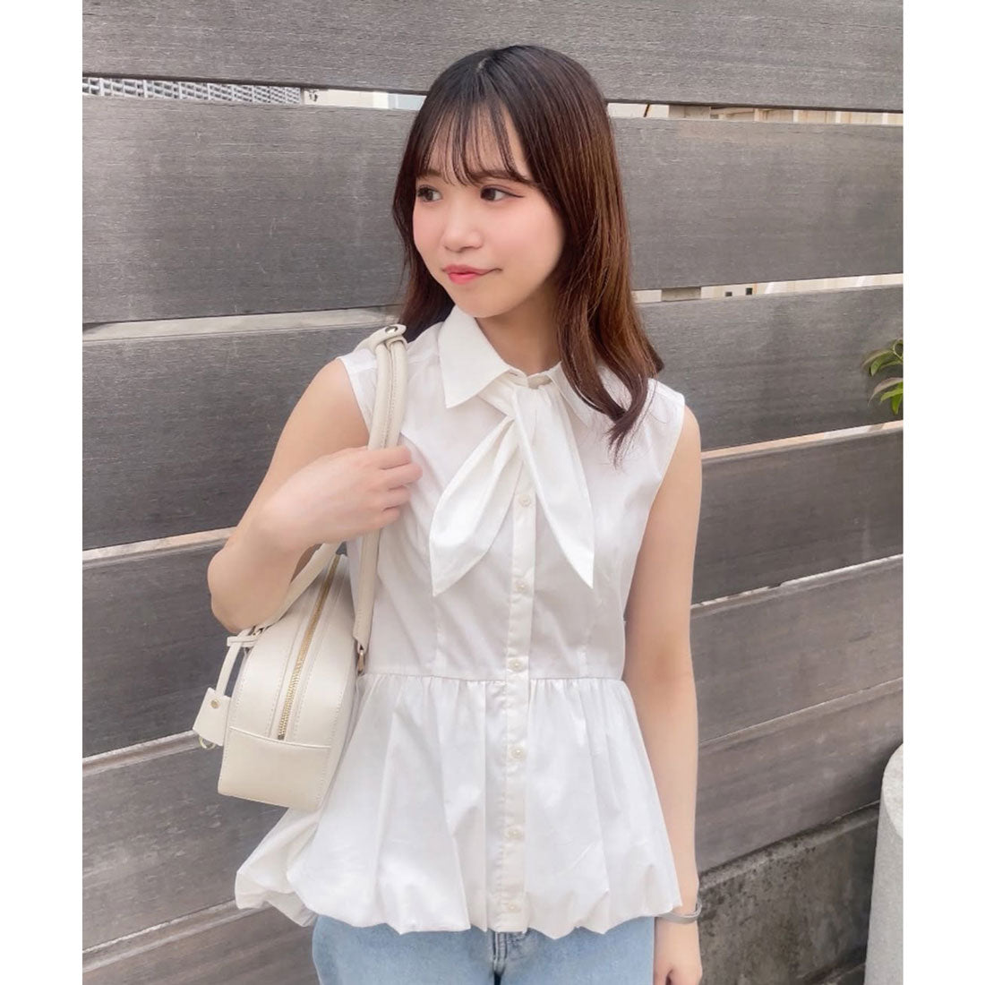ノエラ Noela タイプライタータイ付きブラウス （オフホワイト） オフホワイト