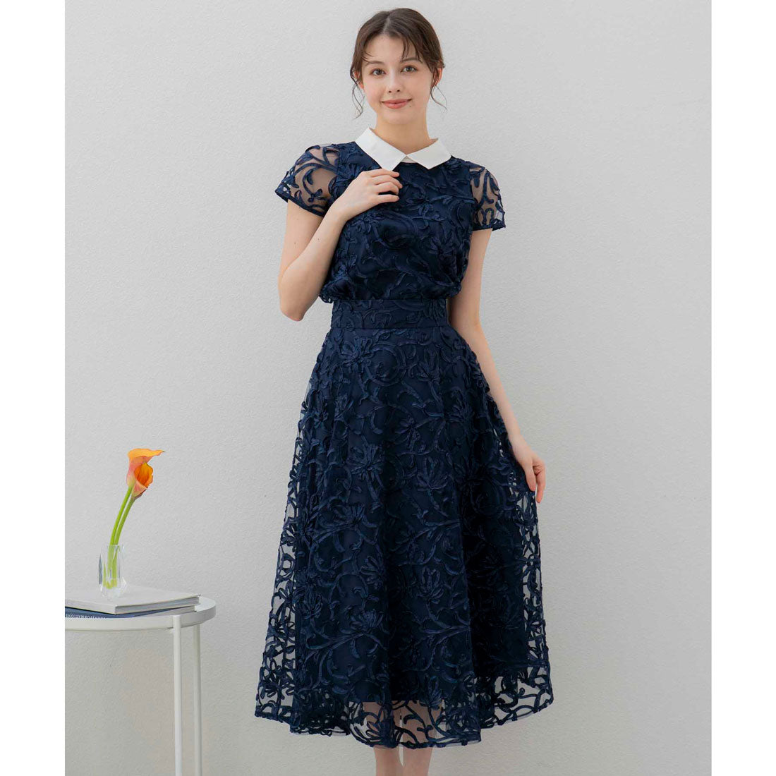 ノエラ Noela コード刺繍スカート （ネイビー） ネイビー