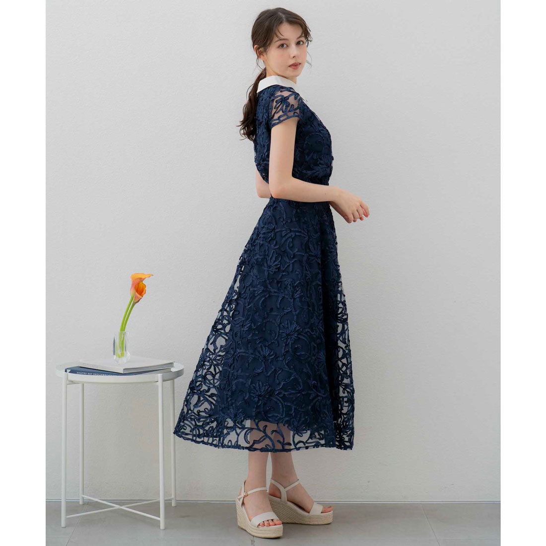 ノエラ Noela コード刺繍スカート （ネイビー） ネイビー