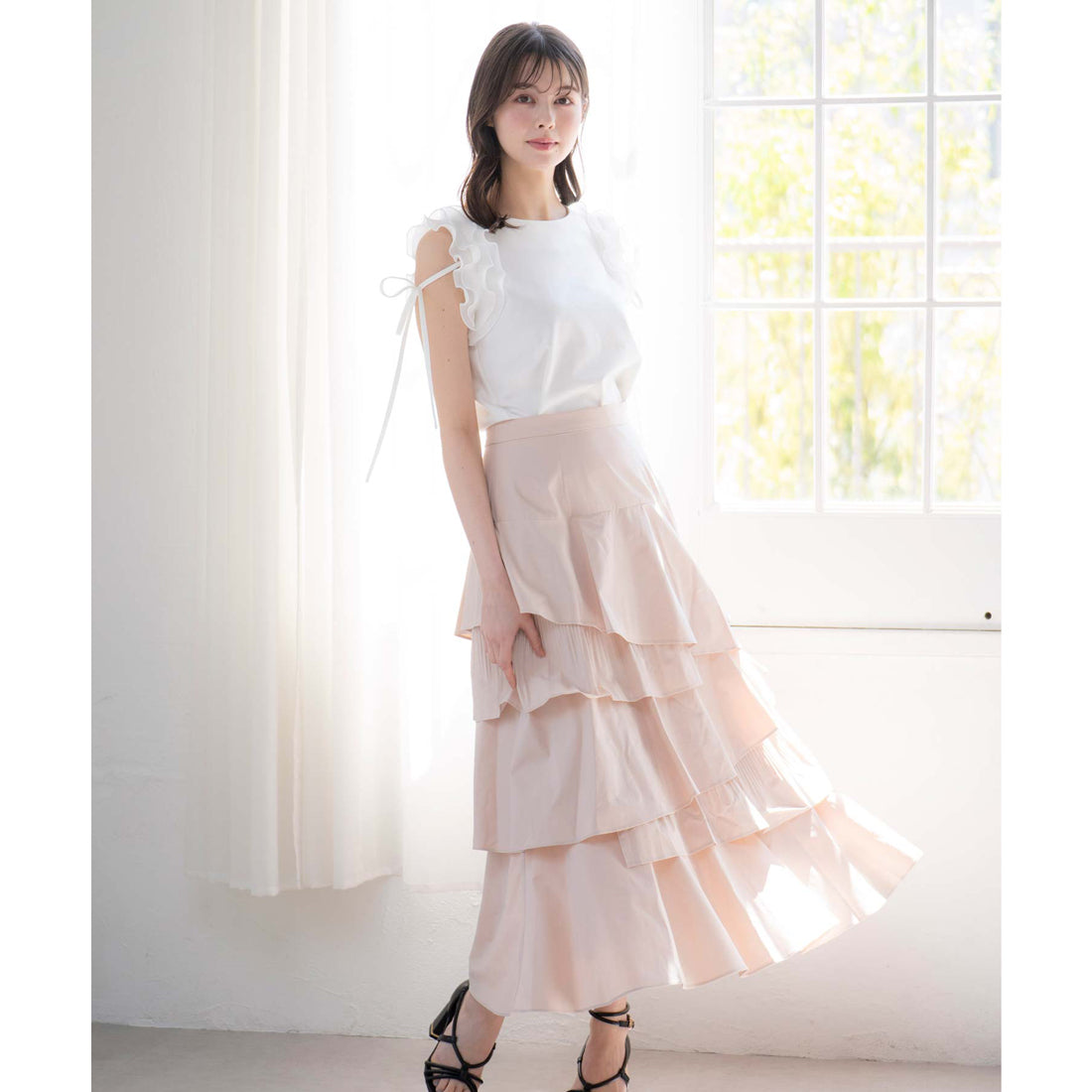 ノエラ NOELA ティアードフリルスカート （ベージュ） ベージュ