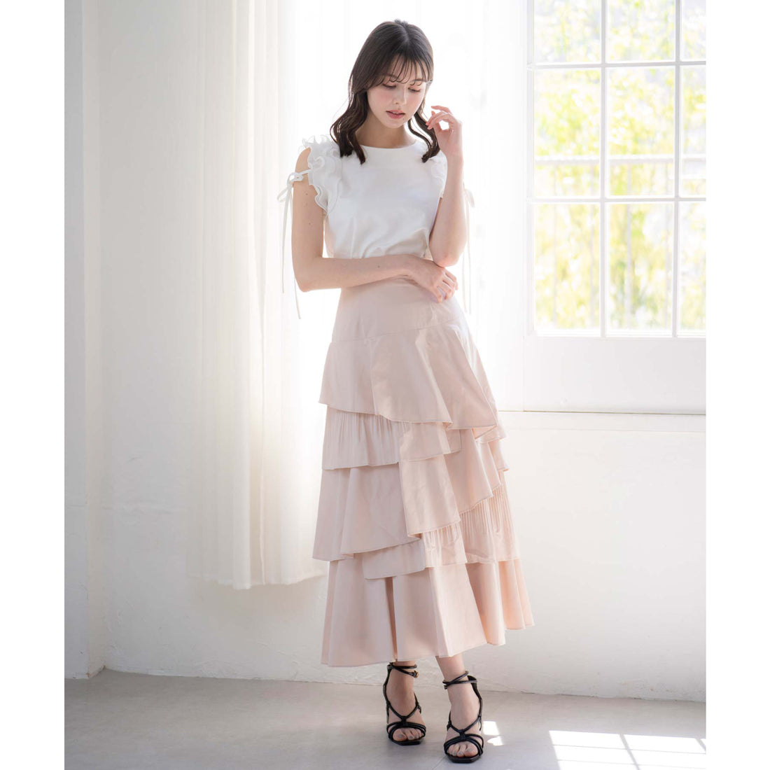 ノエラ NOELA ティアードフリルスカート （ベージュ） ベージュ