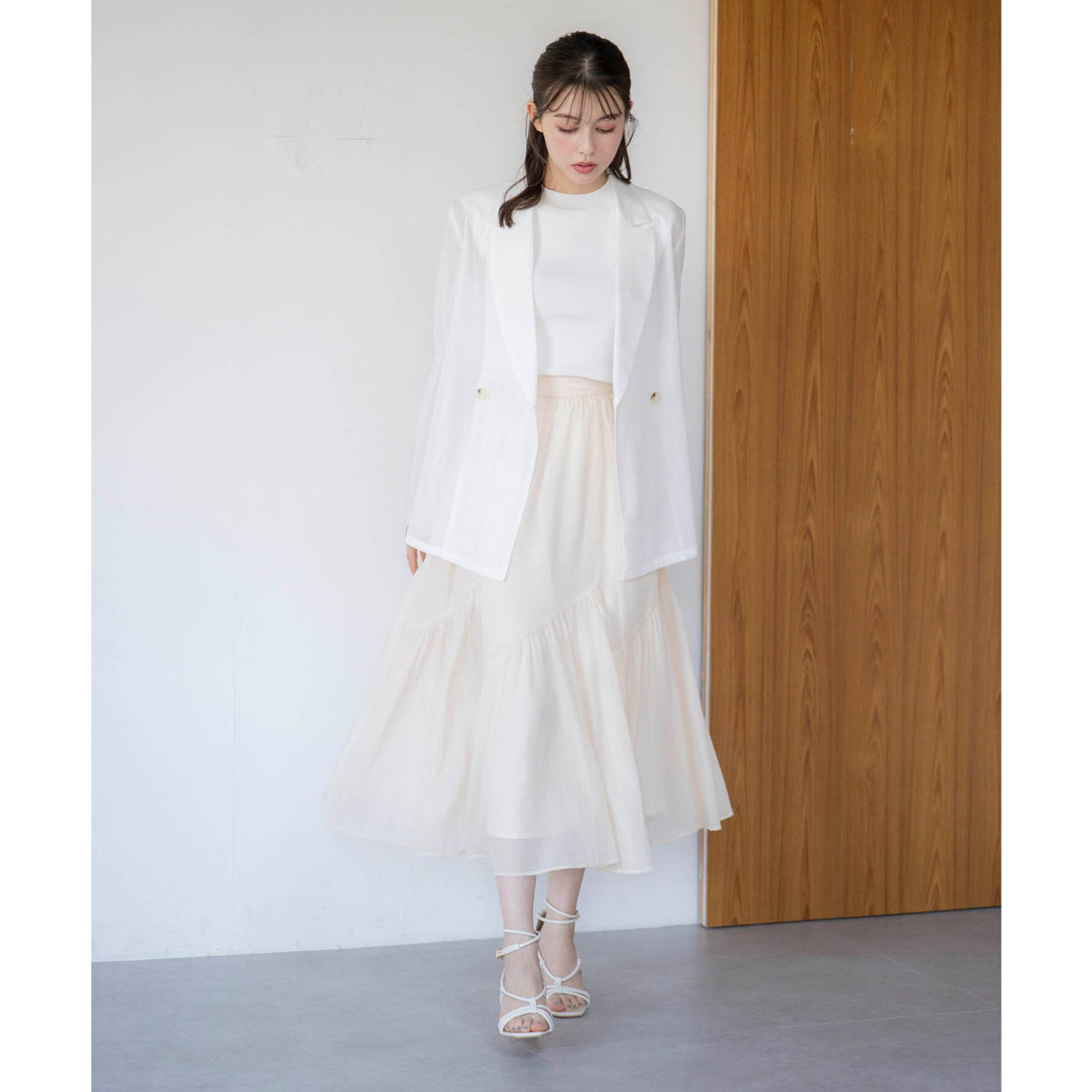 ノエラ NOELA ギャザー切り替えスカート （ベージュ） ベージュ