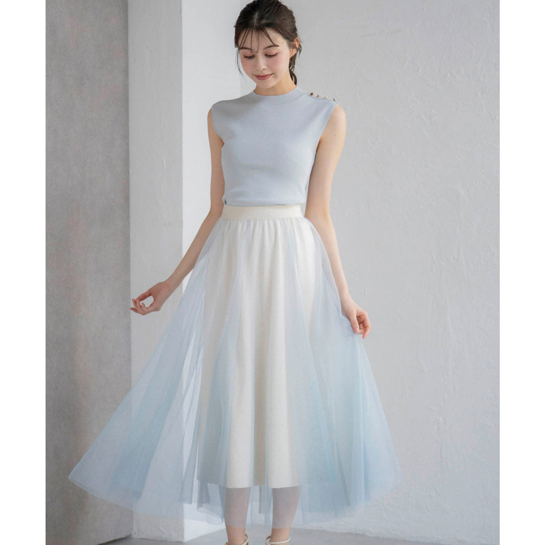 ノエラ Noela 【追加生産】グラデーションスタッズスカート （ライトグリーン） ライトグリーン