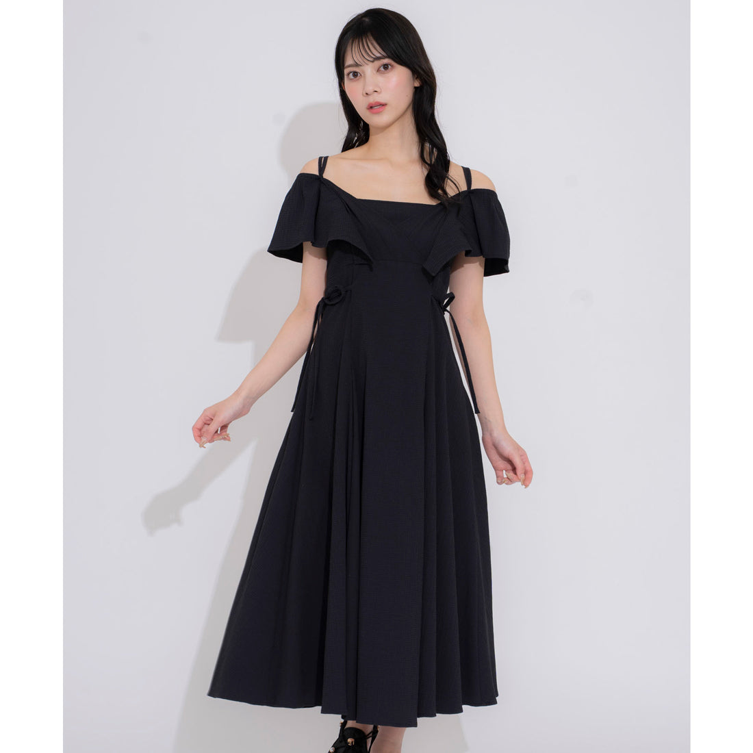 ノエラ NOELA 2WAYフリルサッカーワンピ （ブラック） ブラック