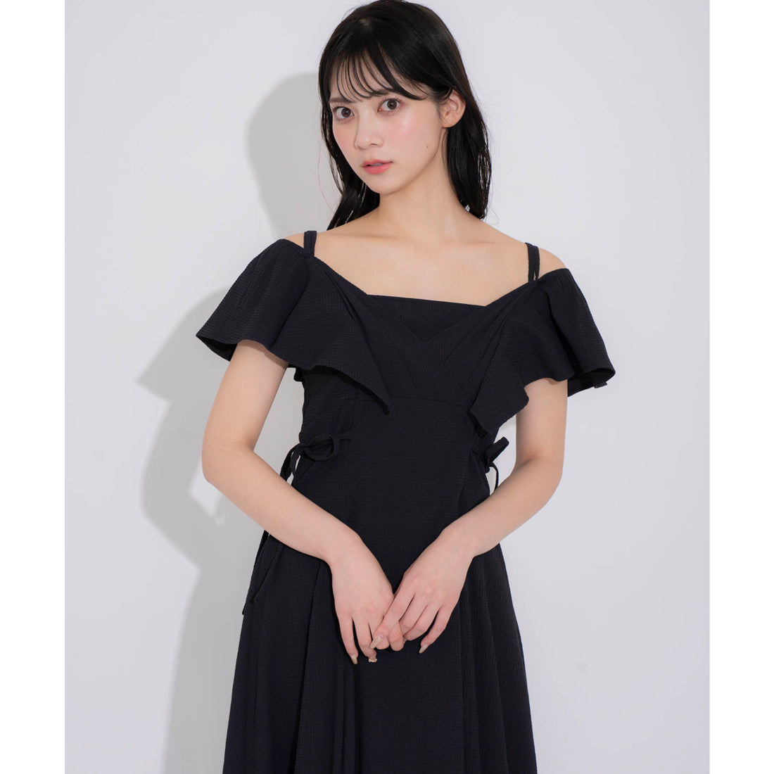 ノエラ NOELA 2WAYフリルサッカーワンピ （ブラック） ブラック