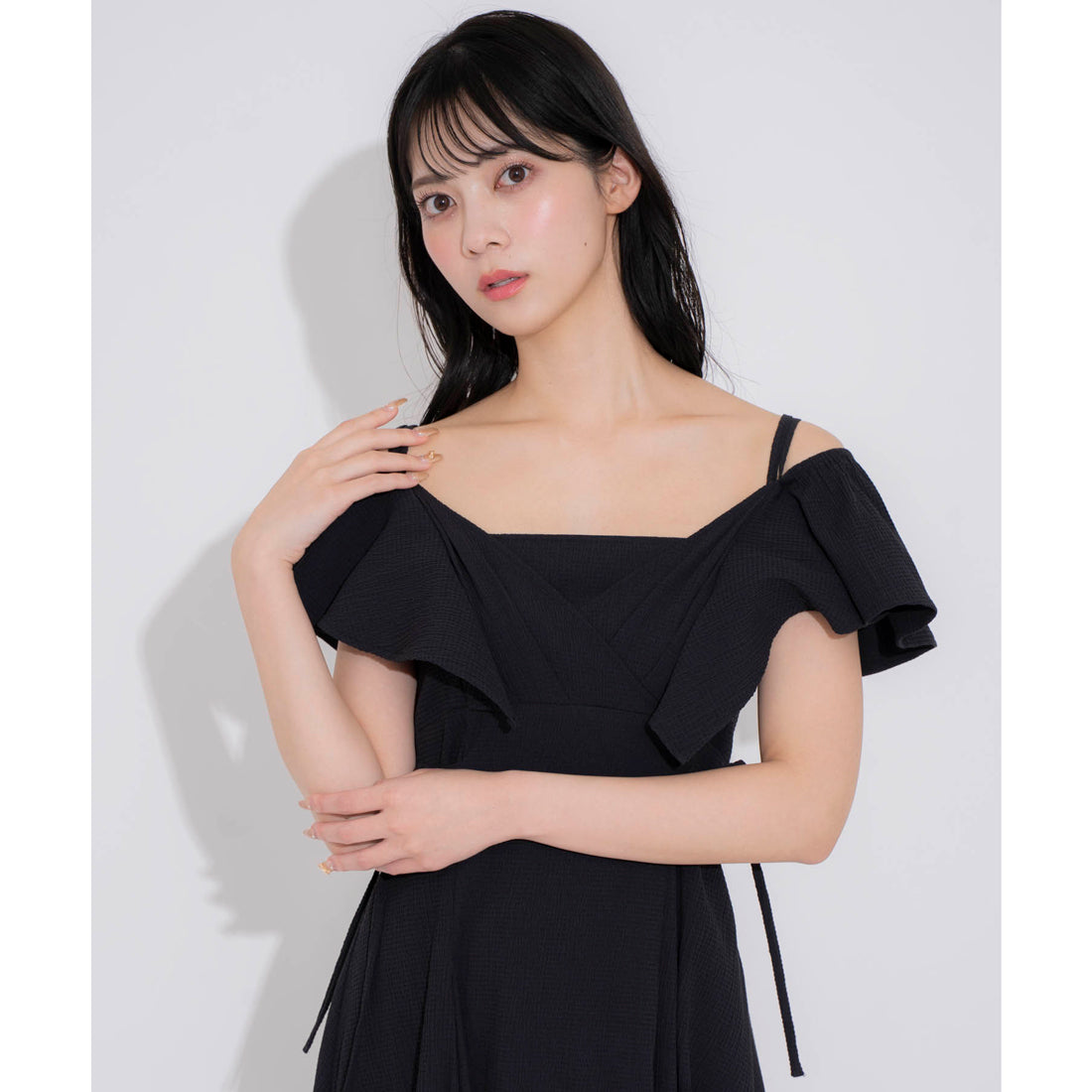 ノエラ NOELA 2WAYフリルサッカーワンピ （ブラック） ブラック