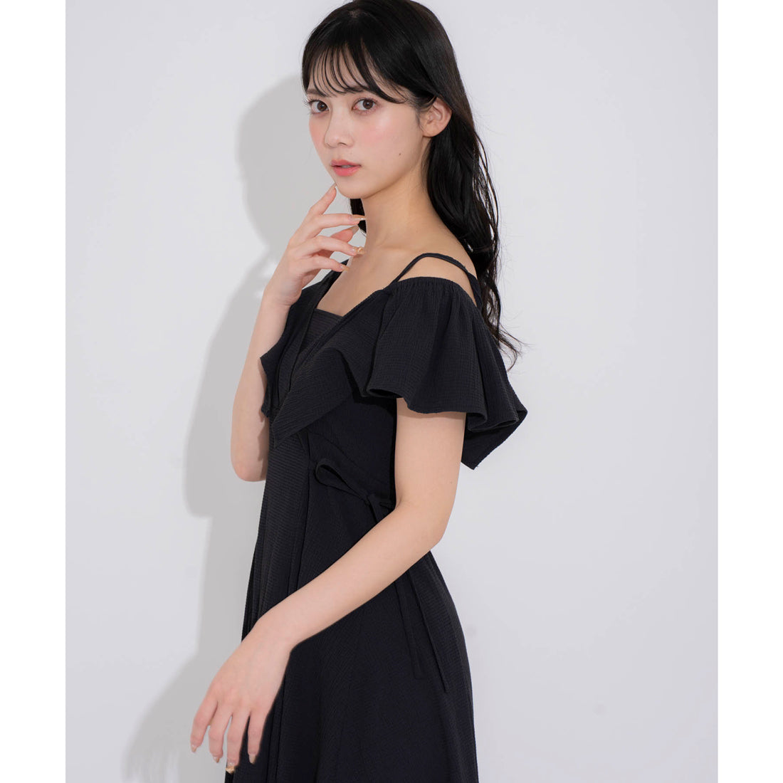 ノエラ NOELA 2WAYフリルサッカーワンピ （ブラック） ブラック