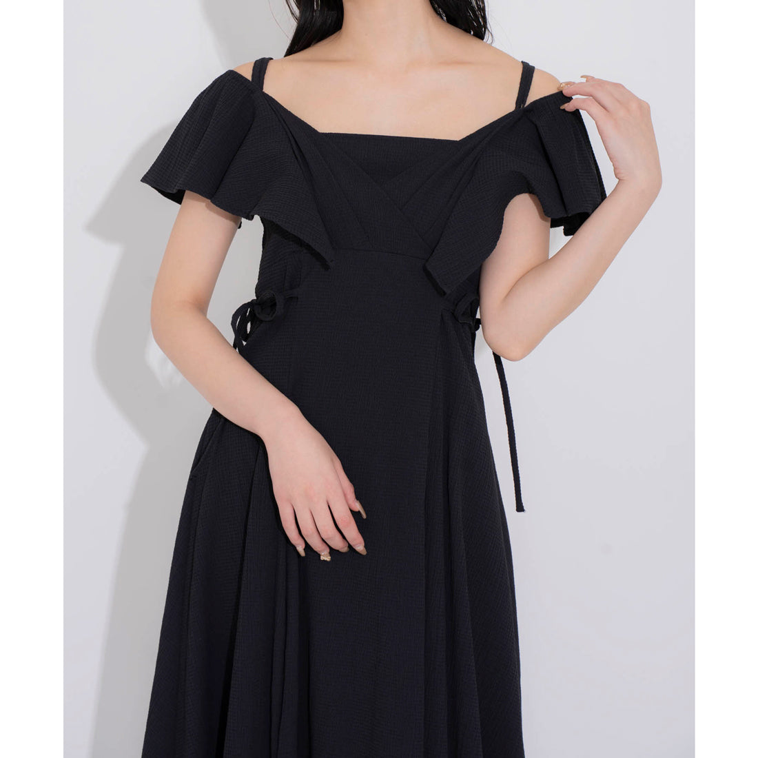 ノエラ NOELA 2WAYフリルサッカーワンピ （ブラック） ブラック