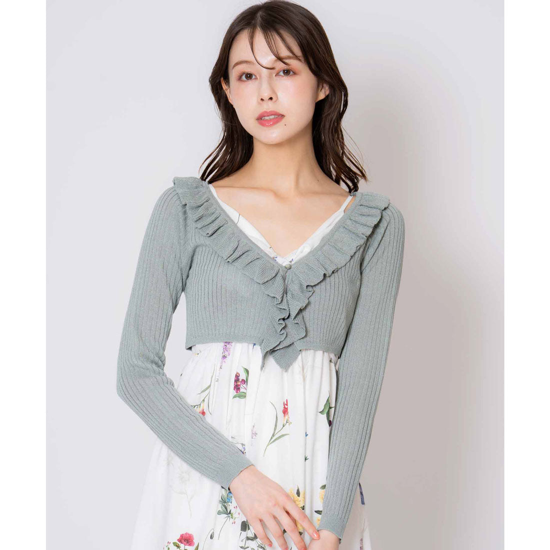 ノエラ NOELA シアーフリルカーディガン （ライトグリーン） ライトグリーン