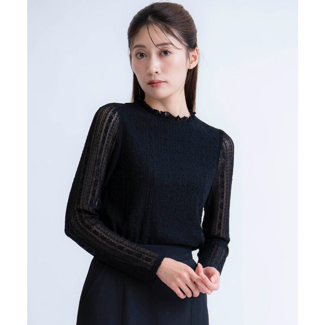 ノエラ NOELA シアーレースカットソー （ブラック） ブラック