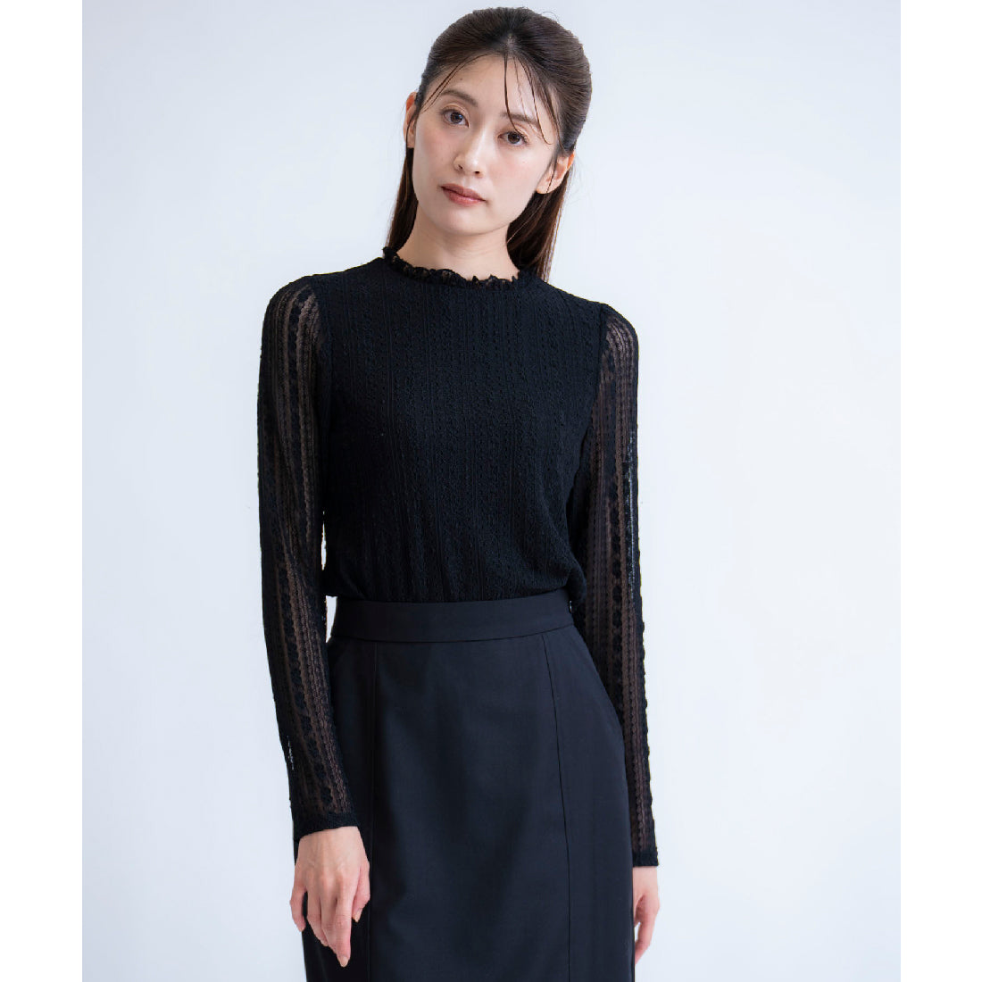 ノエラ NOELA シアーレースカットソー （ブラック） ブラック