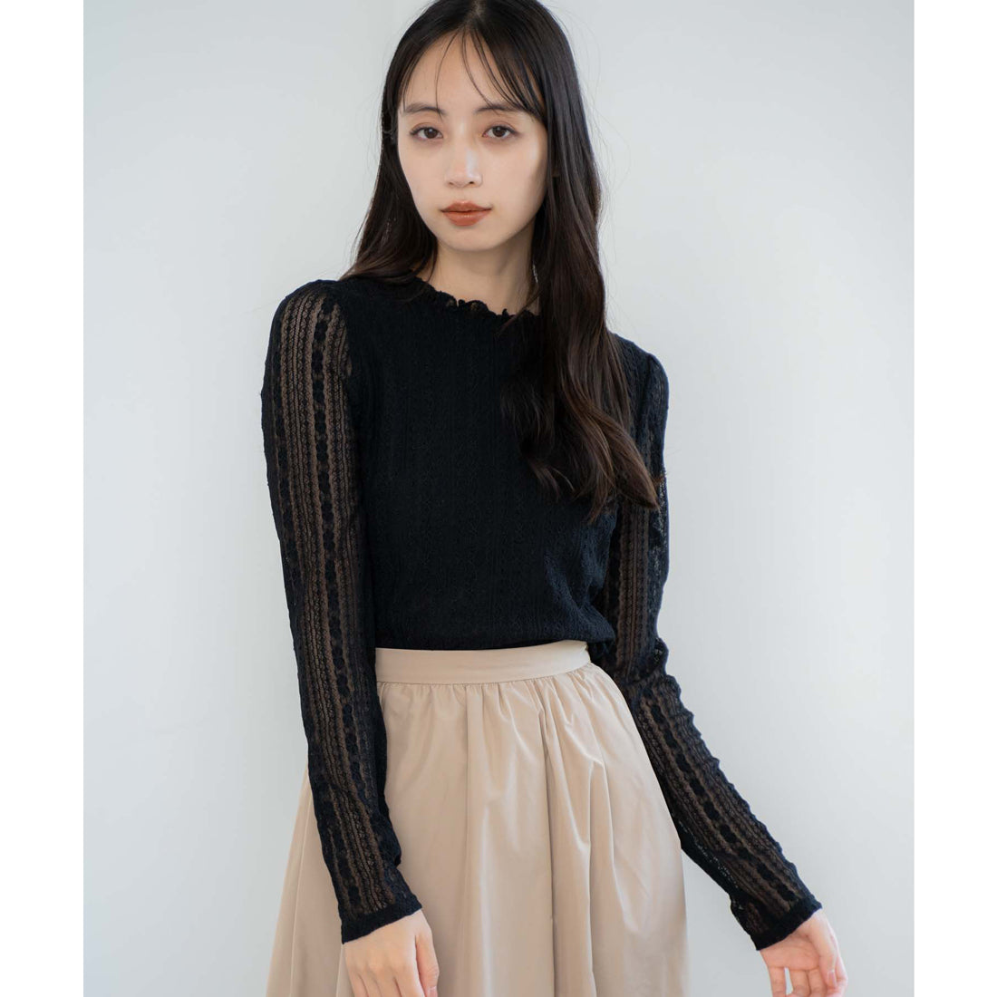 ノエラ NOELA シアーレースカットソー （ブラック） ブラック