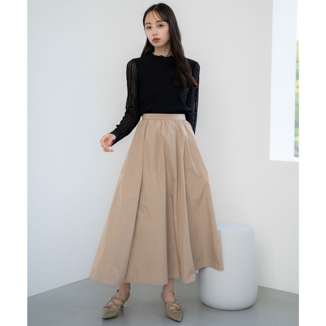 ノエラ NOELA シアーレースカットソー （ブラック） ブラック