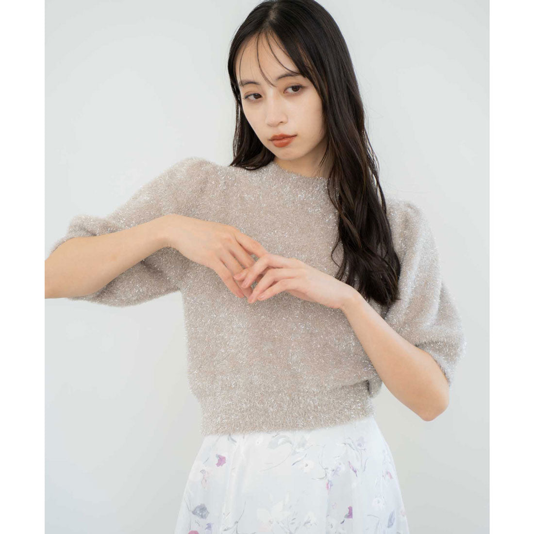 ノエラ NOELA 【WEB限定カラーあり】ラメシャギーニット （ベージュ） ベージュ