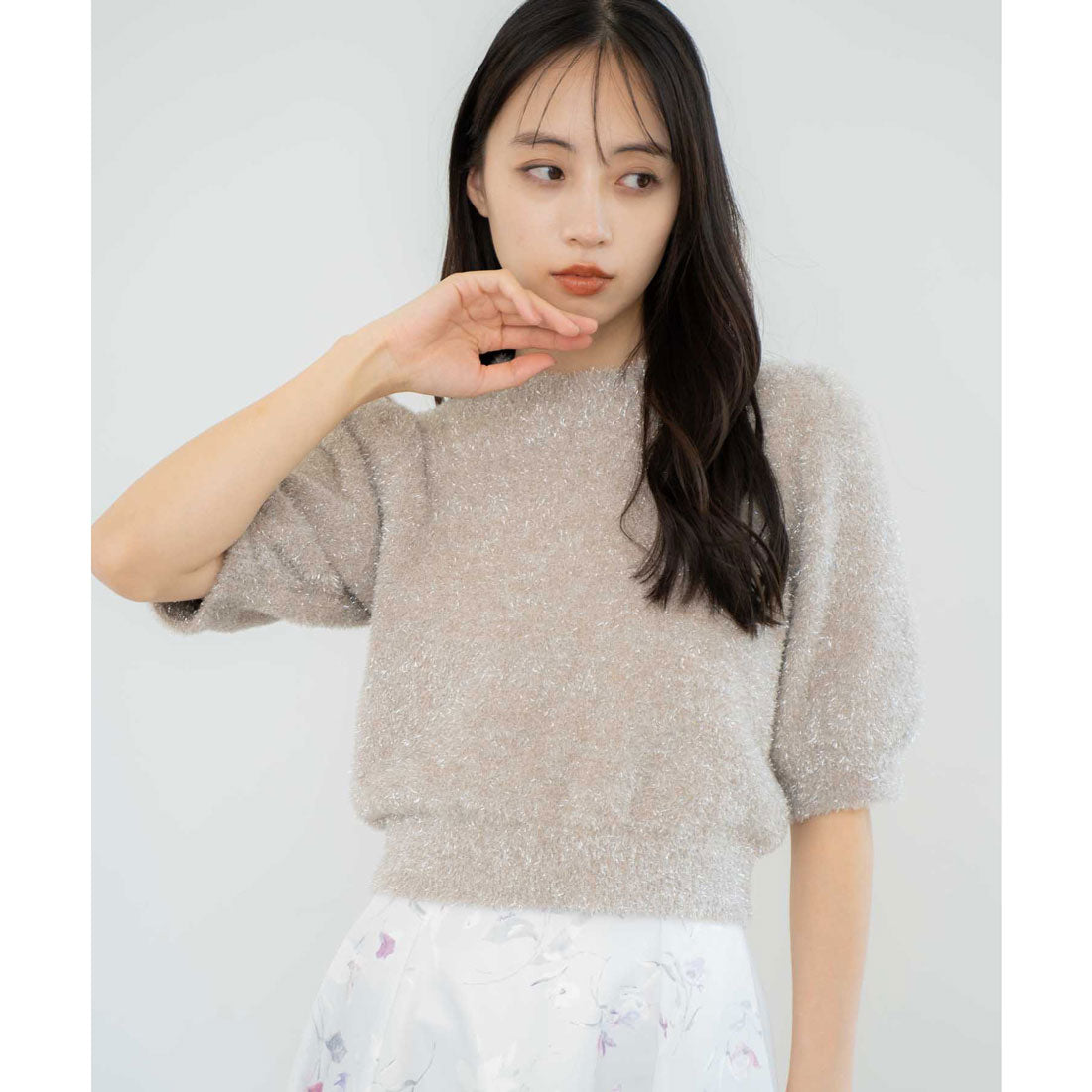 ノエラ NOELA 【WEB限定カラーあり】ラメシャギーニット （ベージュ） ベージュ