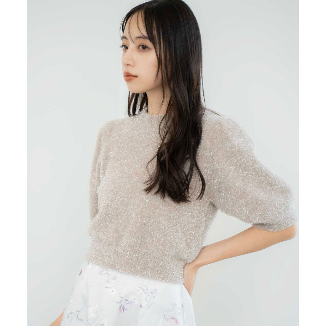 ノエラ NOELA 【WEB限定カラーあり】ラメシャギーニット （ベージュ） ベージュ