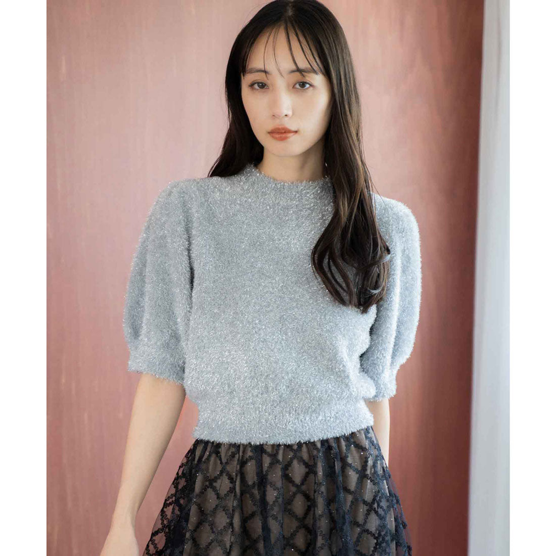 ノエラ NOELA 【WEB限定カラーあり】ラメシャギーニット （シルバー） シルバー