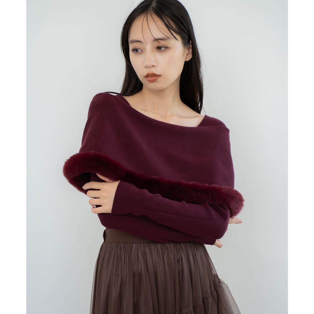 ノエラ NOELA ファートリムニット （ボルドー） ボルドー