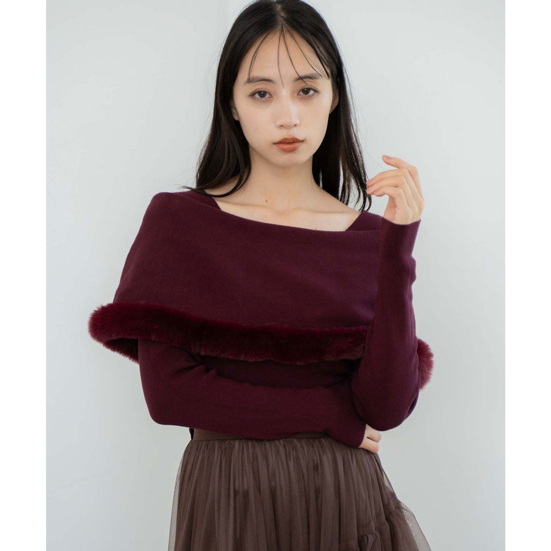 ノエラ NOELA ファートリムニット （ボルドー） ボルドー