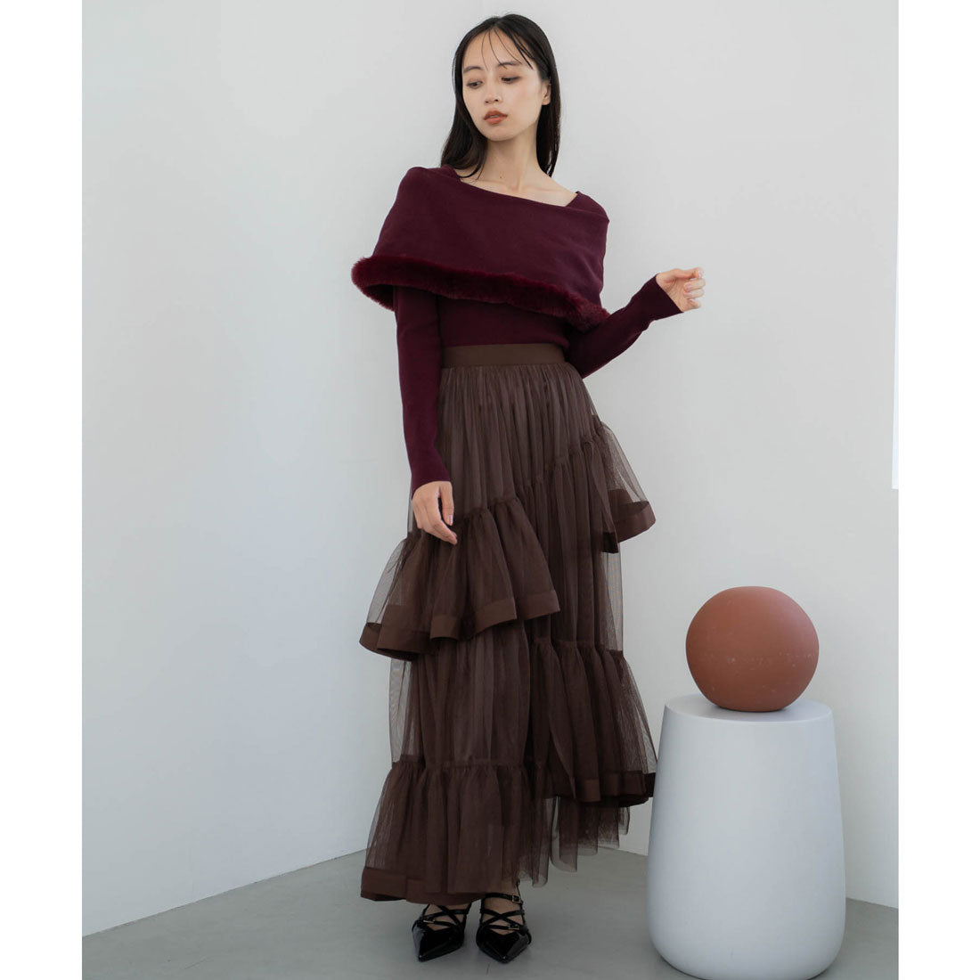 ノエラ NOELA ファートリムニット （ボルドー） ボルドー