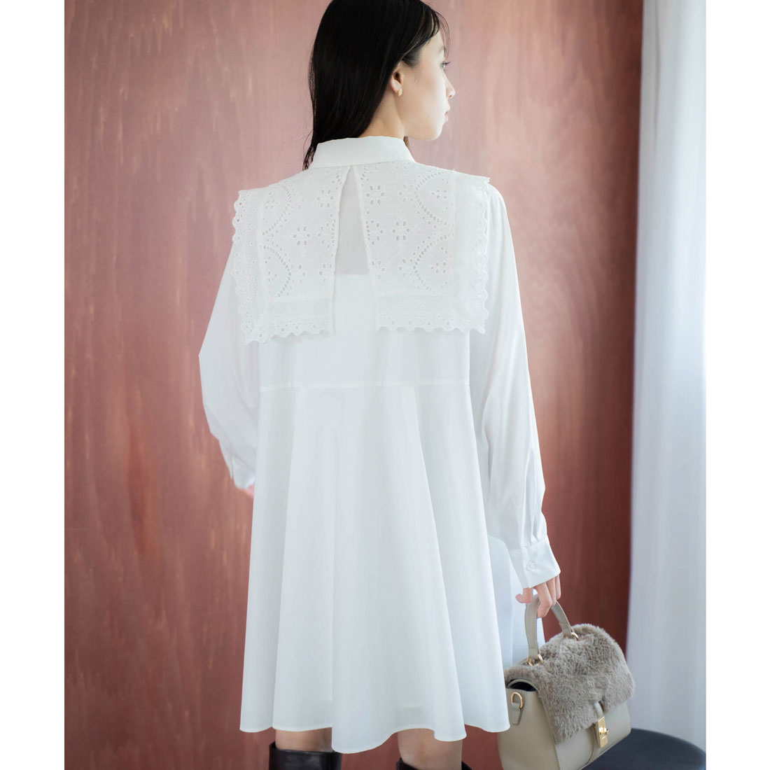 ノエラ NOELA エンブロイダリーミニシャツワンピース （オフホワイト） オフホワイト