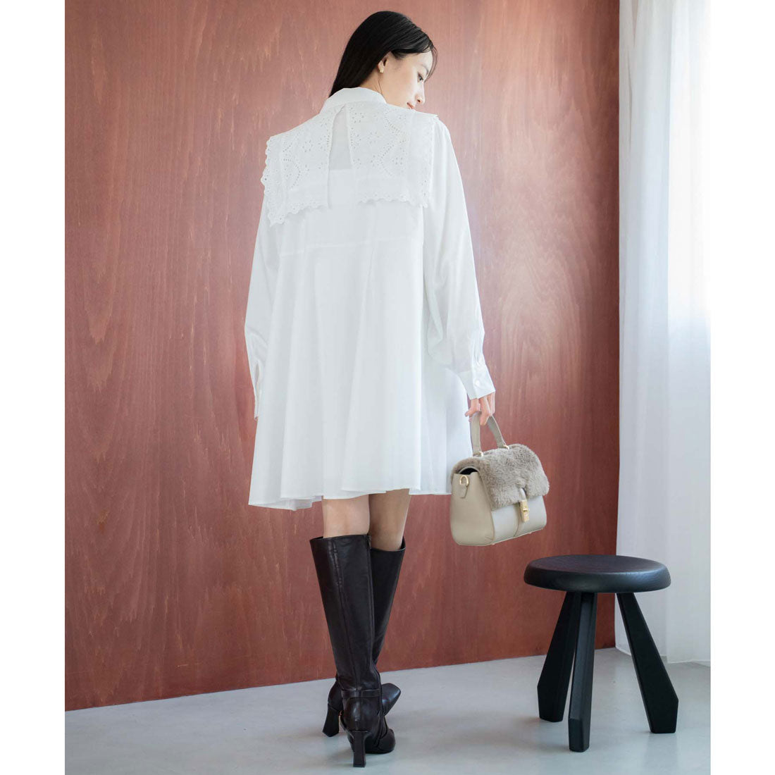 ノエラ NOELA エンブロイダリーミニシャツワンピース （オフホワイト） オフホワイト