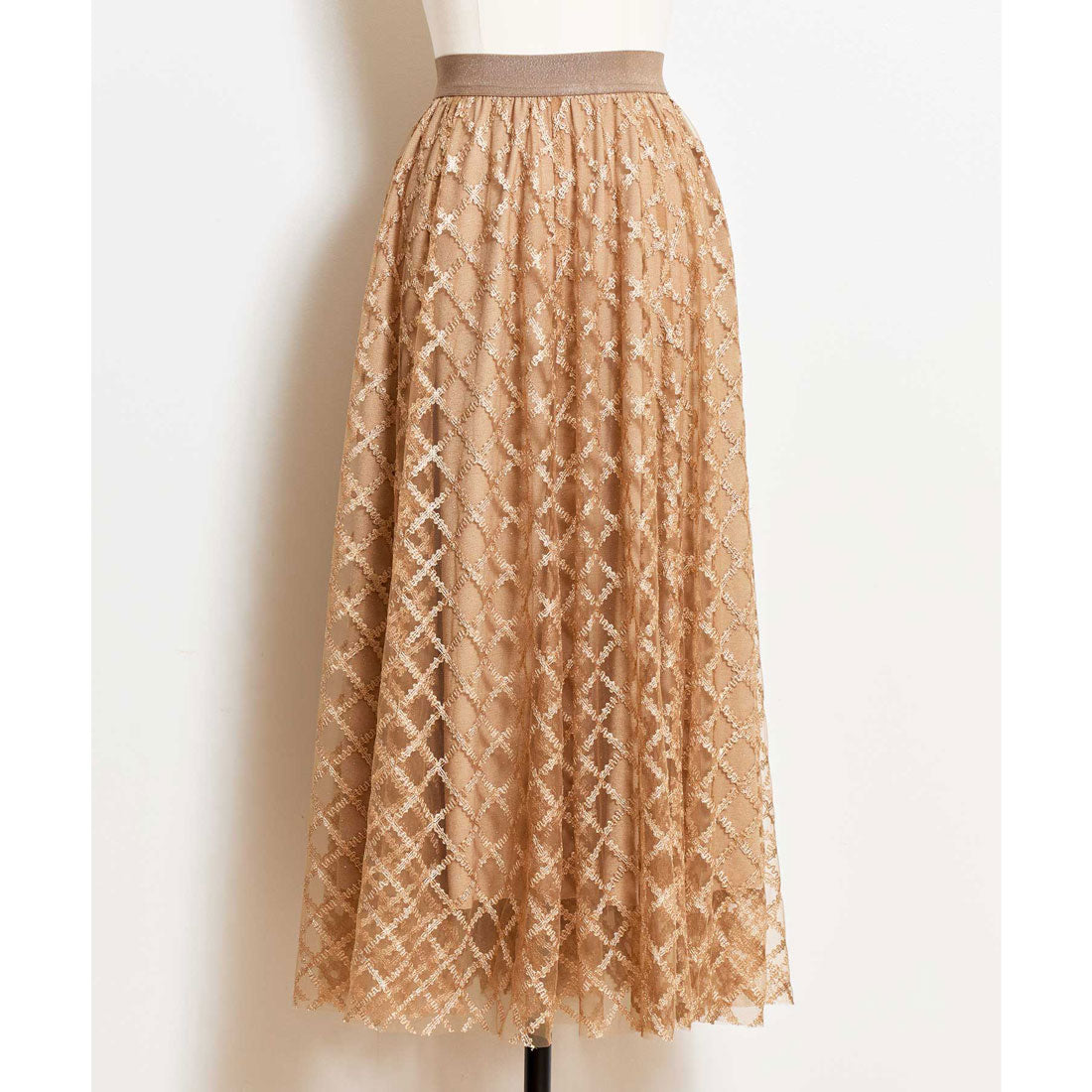 ノエラ NOELA チェックチュールスタッズスカート （キャメル） キャメル