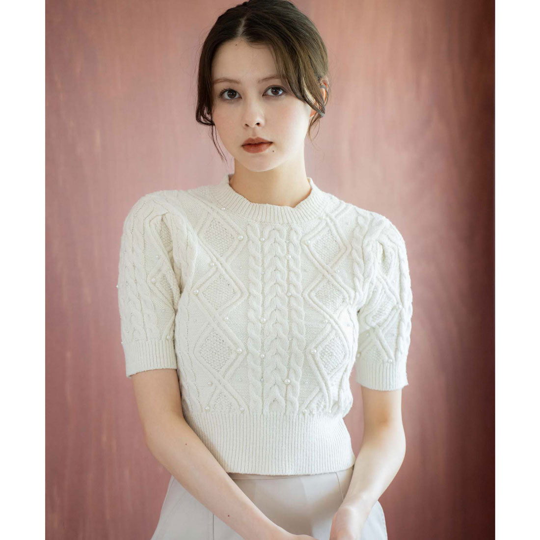 ノエラ NOELA ケーブルパールニット （オフホワイト） オフホワイト