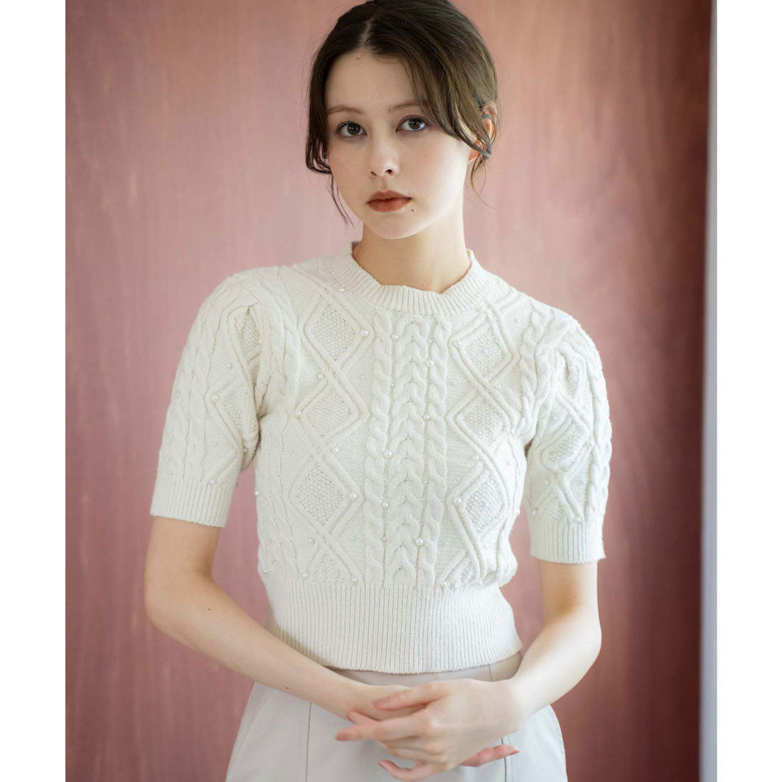 ノエラ NOELA ケーブルパールニット （オフホワイト） オフホワイト