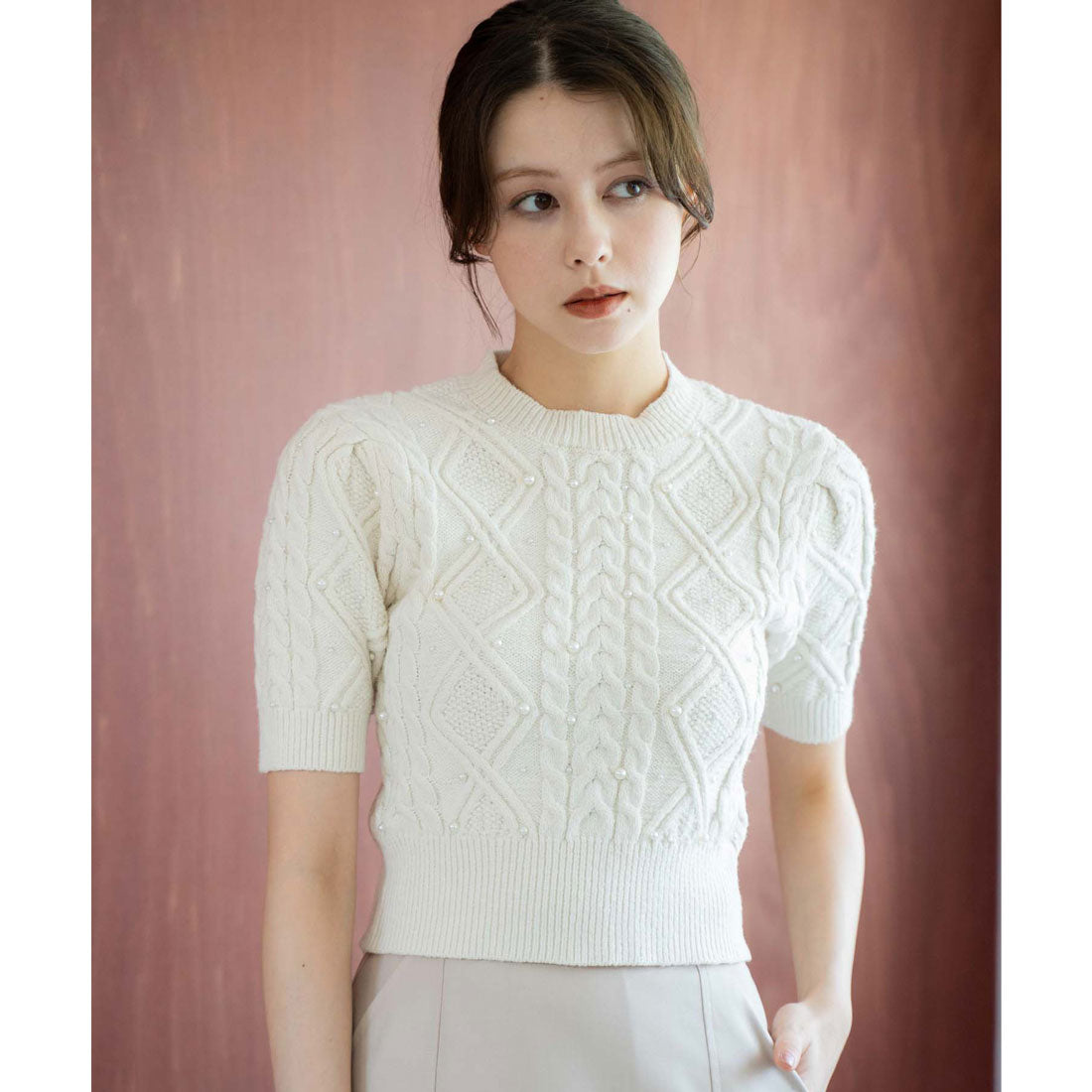ノエラ NOELA ケーブルパールニット （オフホワイト） オフホワイト