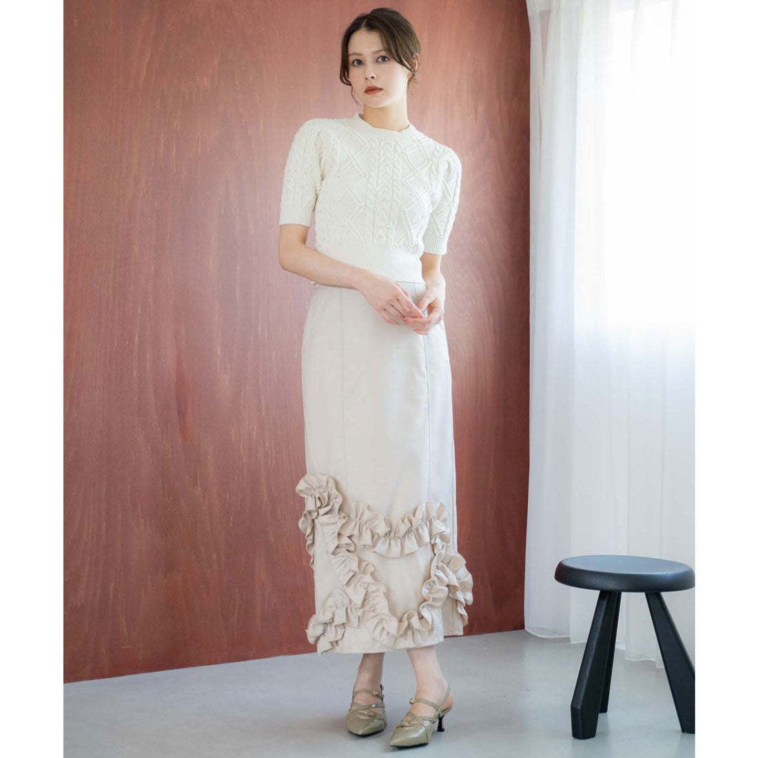 ノエラ NOELA ケーブルパールニット （オフホワイト） オフホワイト