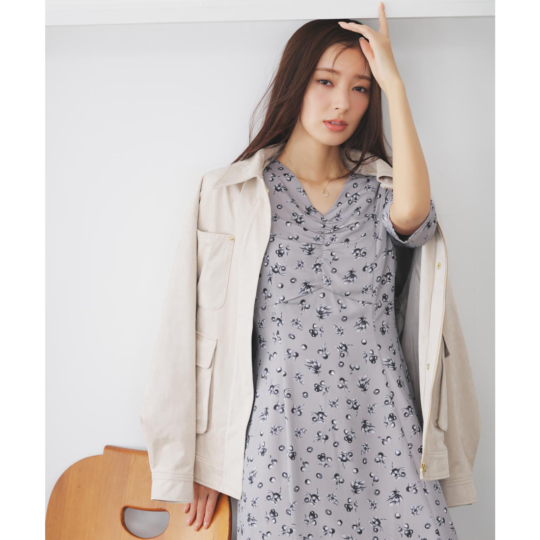 ノエラ NOELA フェイクスエードワークジャケット （ベージュ） ベージュ