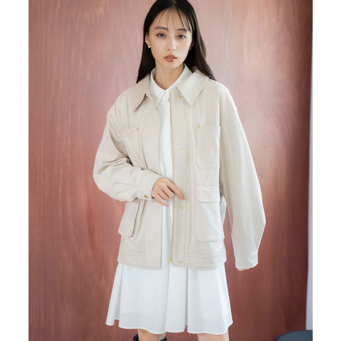 ノエラ NOELA フェイクスエードワークジャケット （ベージュ） ベージュ