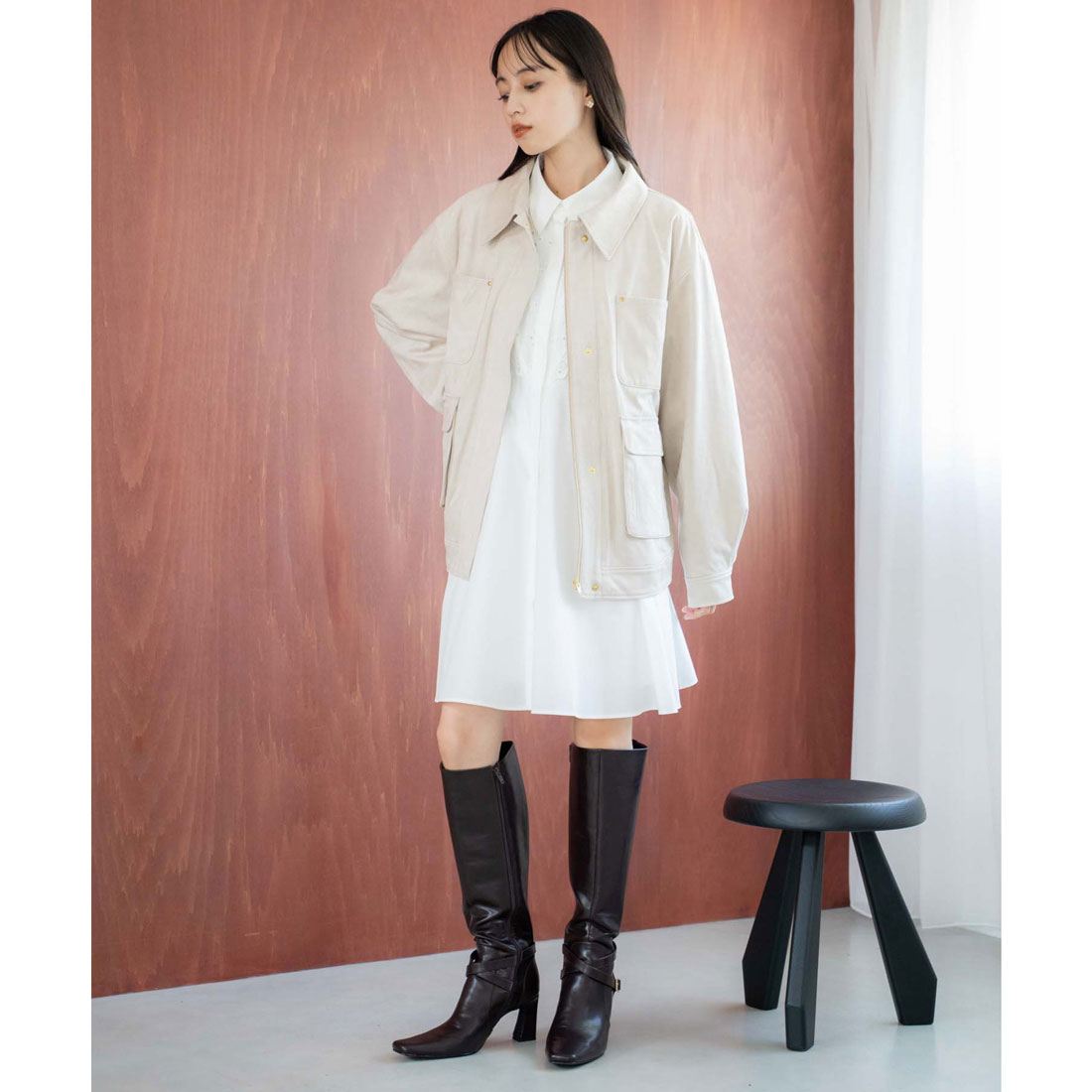 ノエラ NOELA フェイクスエードワークジャケット （ベージュ） ベージュ